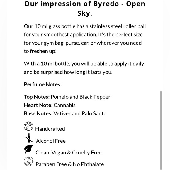 Oil Perfumery Open Sky Byredo replica - Picture 4 of 4